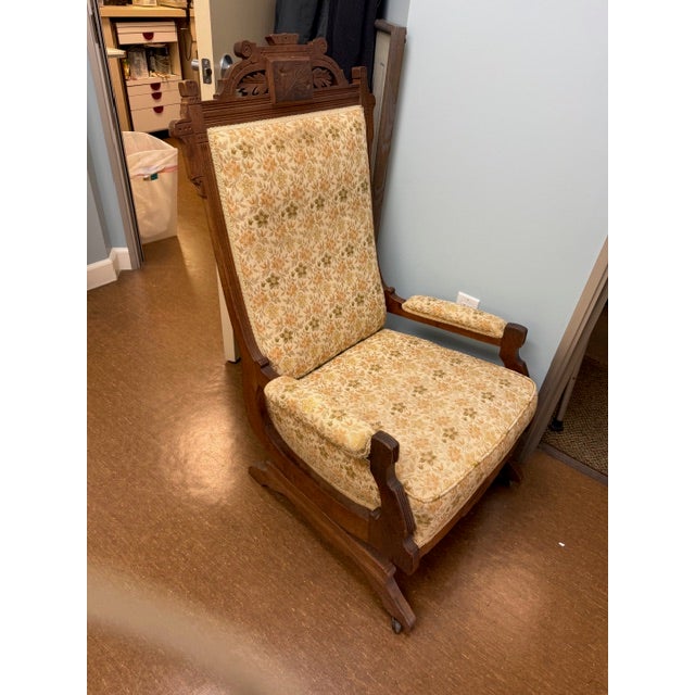 Antique Platform Eastlake Rocker Seat Plush Cushion For Sale - Image 4 of 5