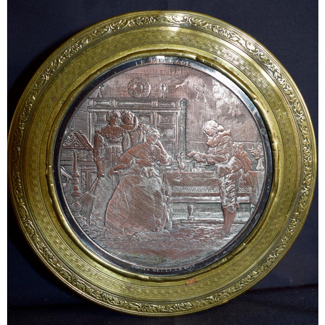 Late 19th Century Antique Mixed Metal Trinket Box French Lid Brass Copper Le Message Relief For Sale - Image 5 of 18
