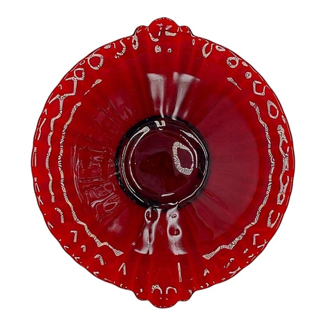 Hocking Old Cafe Royal Ruby Bowl W/ Tab Handles; C. 1938; 8 3/4 Inches For Sale