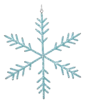 Beaded Snowflake Ornaments, Set of 12, Blue, 10"