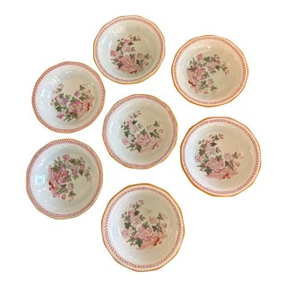 Vintage Adams Calyx Ware Metz English Ironstone Berry Bowls, Set of 7 For Sale