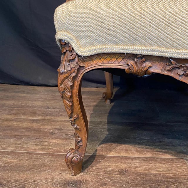19th Century French Louis XV Carved Walnut Armchairs -a Pair For Sale - Image 10 of 13