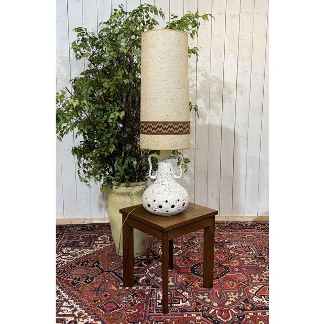 White Ceramic Lamp with Lampshade, 1970s For Sale - Image 12 of 17