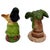 Mid-century brown and green ceramic hula girl and palm tree tabletop salt & pepper shaker set. The set features two...