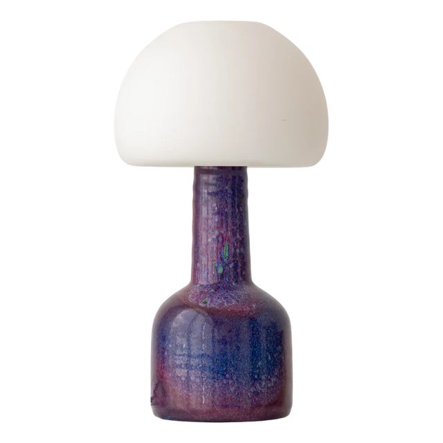 Mid-Century Modern Ceramic and Opaline Glass Table Lamp by Jaap Ravelli, 1950s For Sale