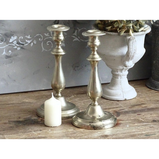 1870s Pair Antique Bmf Candlesticks Nickel Silver For Sale - Image 11 of 12