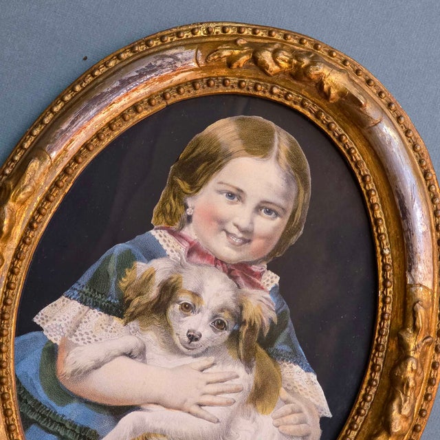 Regnier, Bettanier & Morlon, Children and Pets, 1800s, Colored Lithographs, Framed, Set of 2 For Sale - Image 15 of 18
