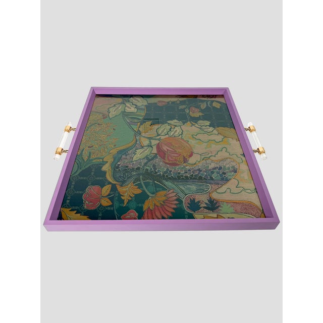 Custom Made by Trouvaille Home Lavender Decorative Tray with a beautiful Osborne & Little Trebah Velvet. Lucite & Gold...