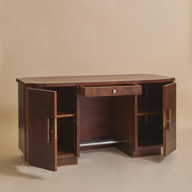 Art Deco French Art Deco Rosewood + Leather Desk by Jules Leleu, 1940s For Sale - Image 3 of 11
