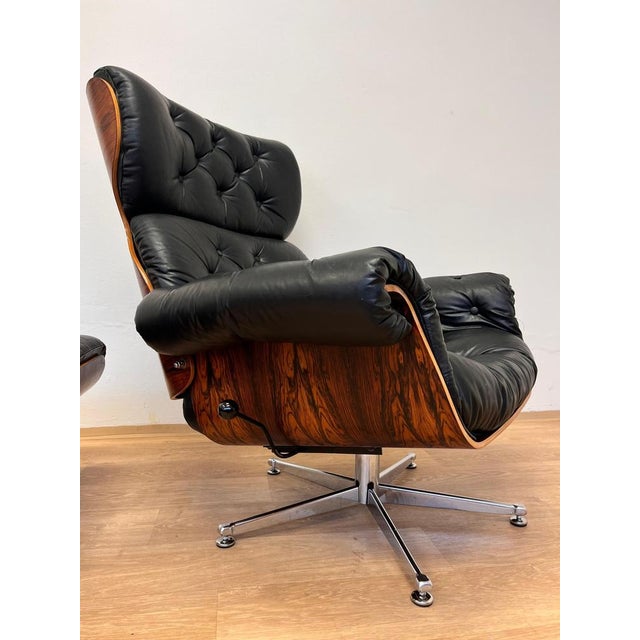Designer unknown - completely renovated, oiled - leather with patina,see the photos - adjustable - chrome in perfect...