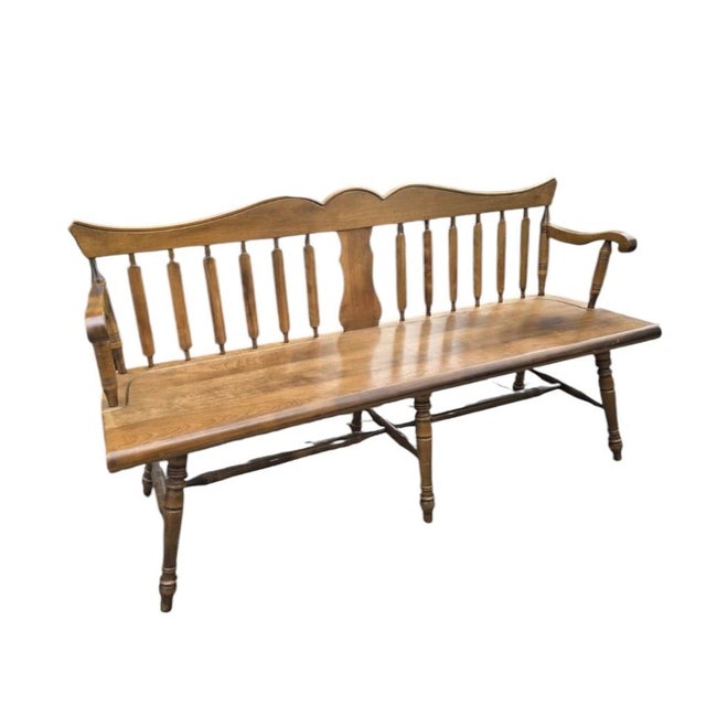 Beautiful Vintage Rockingham Maple Colonial Cattail Deacon's Bench Farmhouse Excellent condition for its age. Light wear...