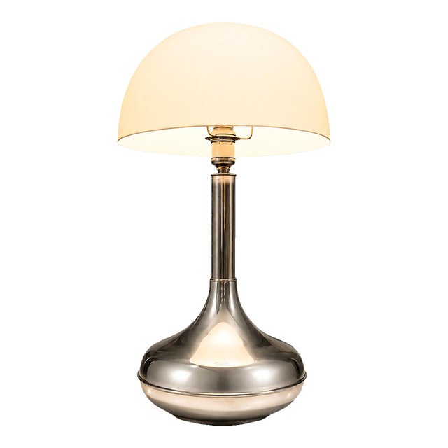 1960s Rewired Brazilian Modern Table Lamp in Chrome Metal and Acrylic Shade For Sale