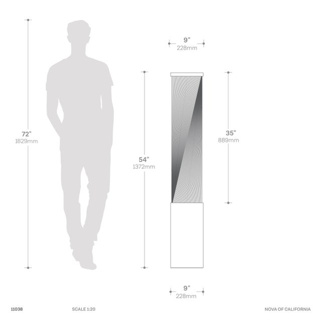 Torque Tall Base Accent Floor Lamp - 54", Espresso Wood Finish, Hand-Knotted Silver Strings, Dimmer Switch For Sale - Image 9 of 12