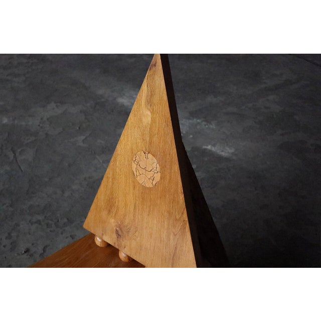 Modernist Wood and Stone Armchair, France, 1970s For Sale - Image 4 of 10