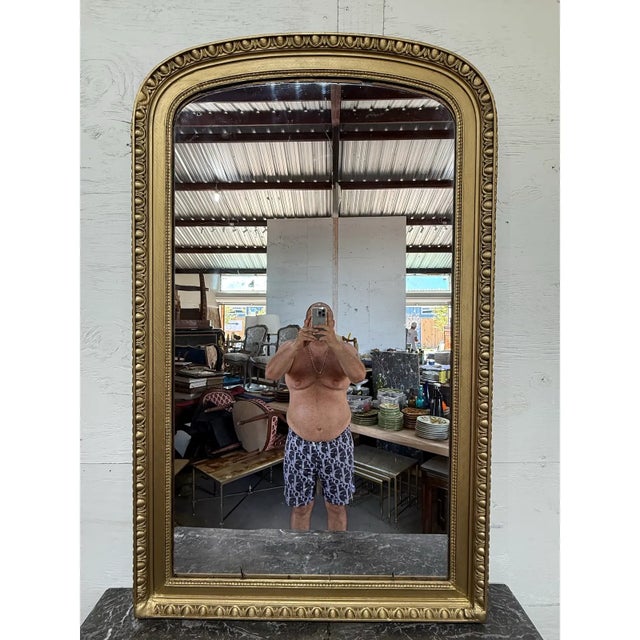 Wood Large 19th Century French Carved and Giltwood Mirror For Sale - Image 7 of 12