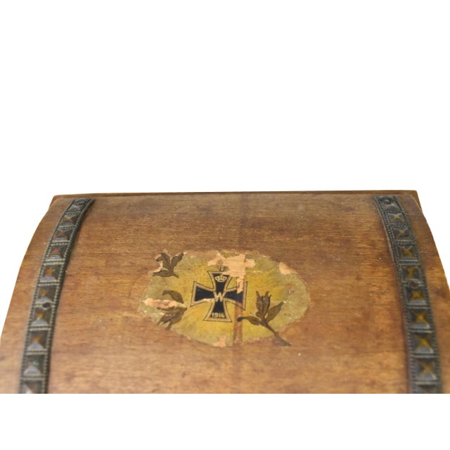 Traditional Antique German Iron Cross Wooden Jewelry Trinket Box For Sale - Image 3 of 10