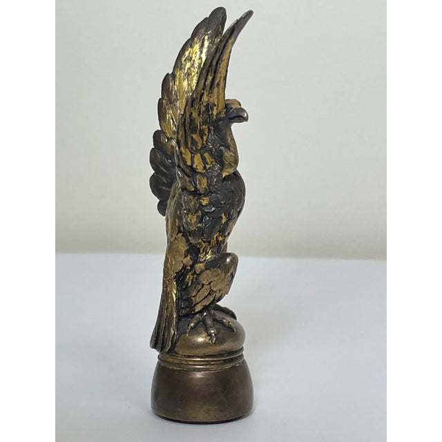 1 Charming Small French 19th Century Antique Gilt Bronze Eagle Bird Desk Seal Stamp Sculpture. Subject in the ornithology...