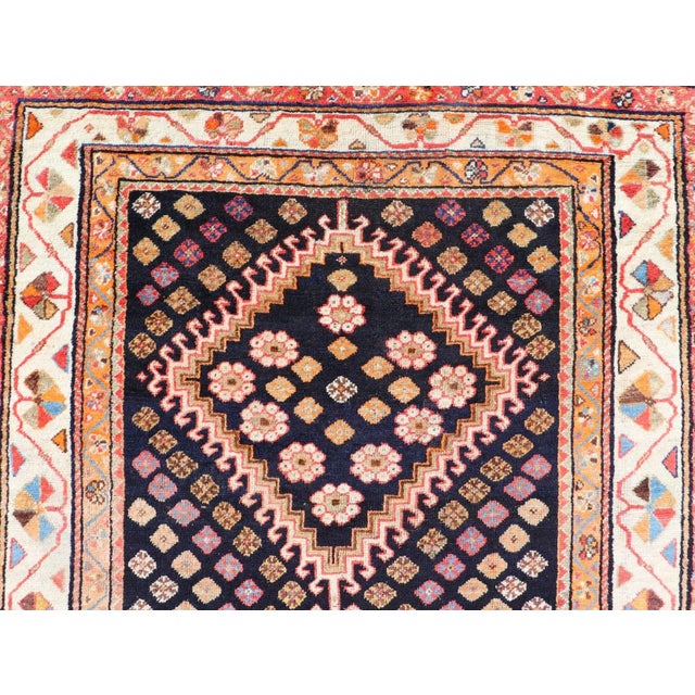 Antique Persian Tribal Shiraz in Wool With Tribal Medallion Design For Sale In Atlanta - Image 6 of 12