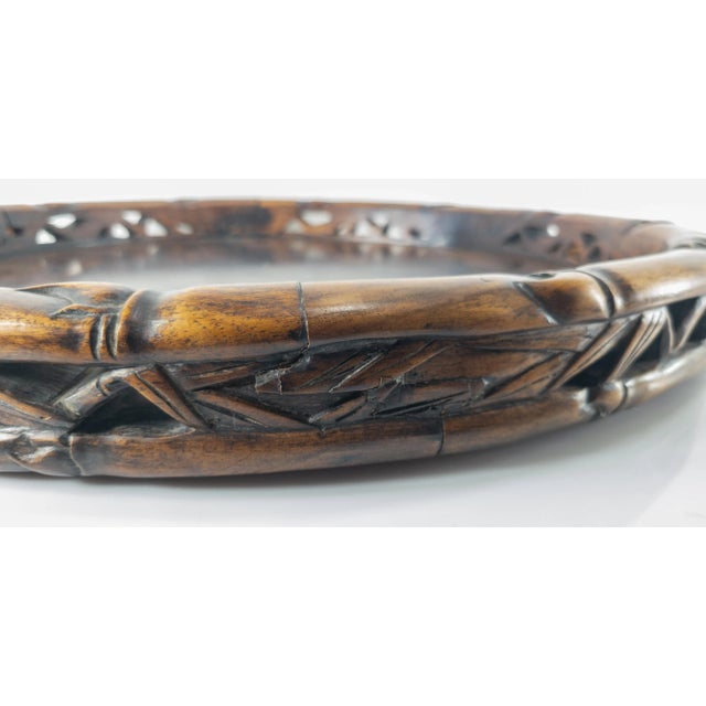 19th Century Chinese Rosewood Huanghuali and Hongmu Faux Bamboo Tray For Sale - Image 10 of 13