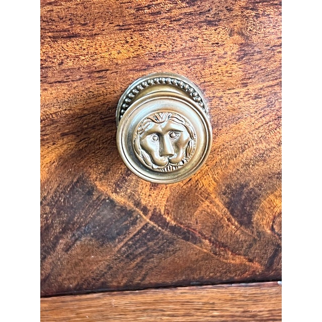 Antique Federal Mahogany Two Drawer Work Stand With Lions Head Pulls C. 1820 For Sale - Image 10 of 11