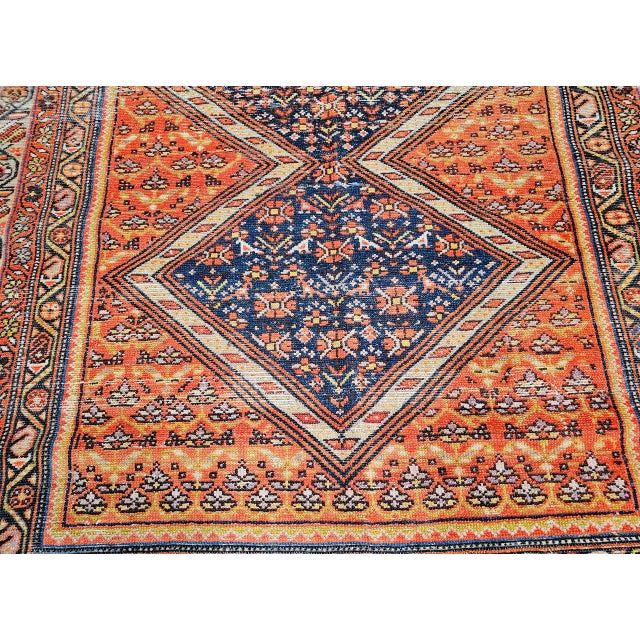 Vintage Persian Malayer Gallery Rug, Hand-Knotted Wool, Geometric Pattern, 7x17, Brick Red & Blue For Sale - Image 11 of 15