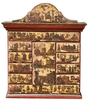 18th Century Italian Lacca Povera Valuables Cabinet