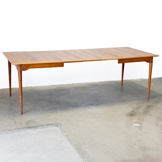 Mid-Century Modern 1950s Attributed to Lane “Copenhagen” Walnut & Ash Dining Table For Sale - Image 3 of 18