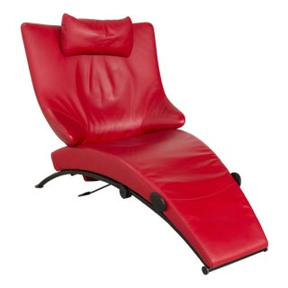 Red Leather Solo 699 Armchair with Manual Function from WK Wohnen For Sale