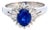 1.88 Carat Blue Sapphire Platinum Ring, Size 6.5 For Sale