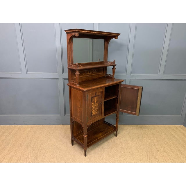 Arts & Crafts Inlaid Rosewood Parlour Cabinet, 1890 For Sale - Image 9 of 18