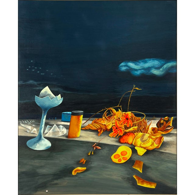 "Nightgale" Birds Fly in a Surreal Still Life in a Blue Landscape Surreal landscape by Kennard M. Harris (American,...