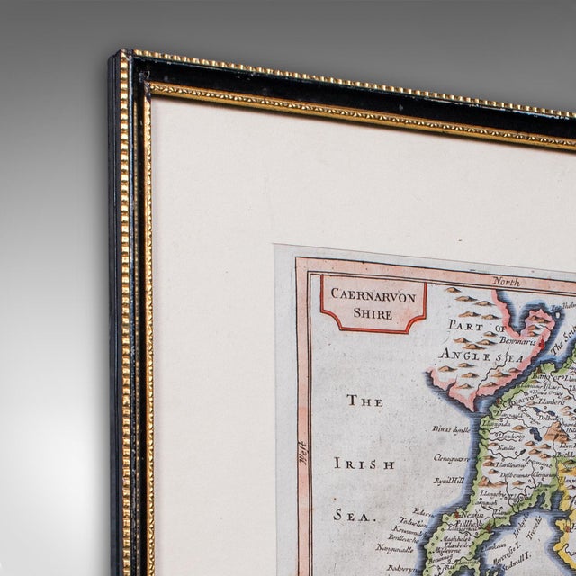 Glass Antique Dual Sided Carnarvonshire Map, Atlas Excerpt, North Wales, Cartography For Sale - Image 7 of 12