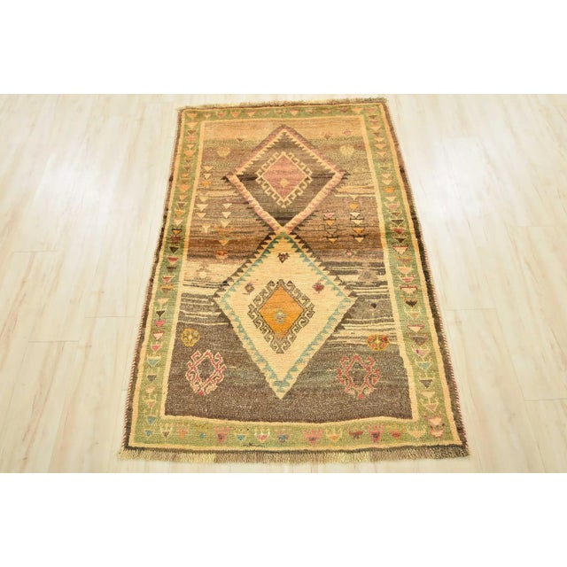 Vintage Tribal Oriental 3’5” X 5’4” Brown Wool Hand-Knotted Area Rug ...