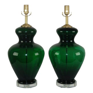 Vintage Murano Glass Lamps Green For Sale