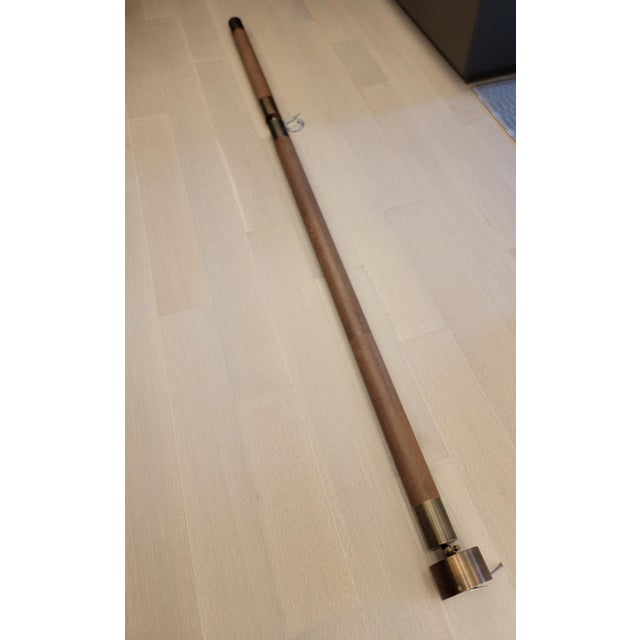 Contemporary Apparatus Studio Cylinder Pendant Light in Aged Brass & Leather For Sale - Image 3 of 18