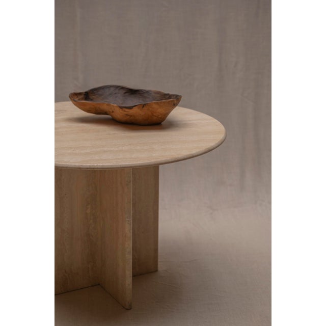 Round Travertine Side Table, Italy, 1970s For Sale - Image 6 of 15