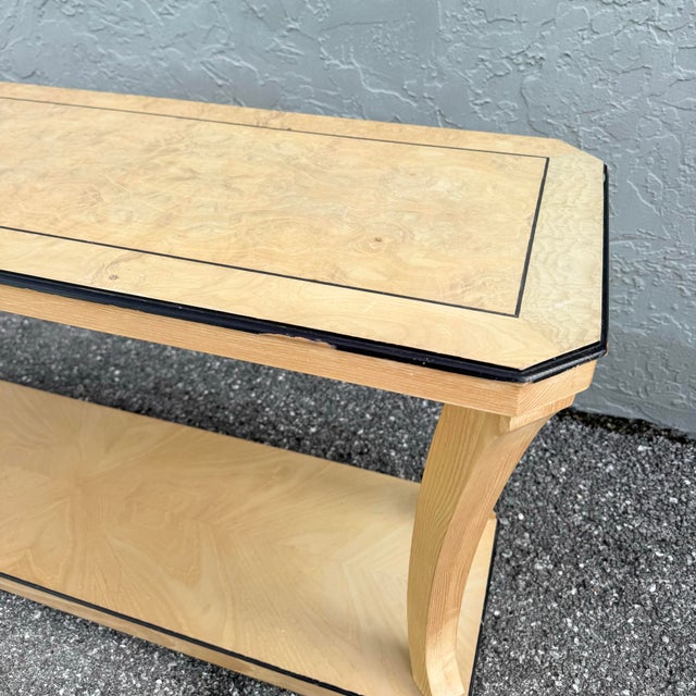 Mid 20th Century Vintage Art Deco Burlwood Console Table For Sale - Image 5 of 12