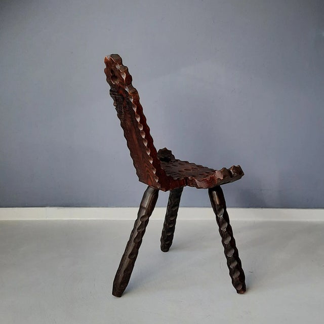 1970s Spanish Wooden Stool, 1960s For Sale - Image 5 of 10