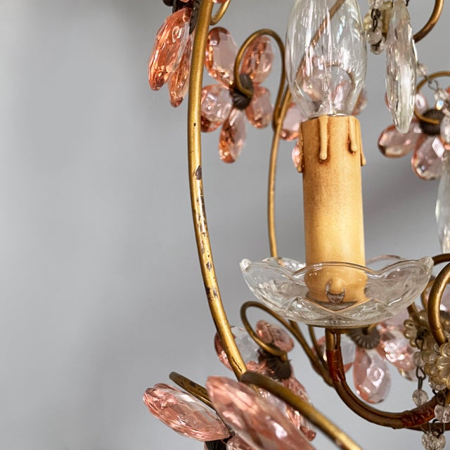 Italian Art Nouveau Chandeliers in Pink Murano Glass and Brass, Early 1900s, 1890s, Set of 2 For Sale - Image 10 of 18