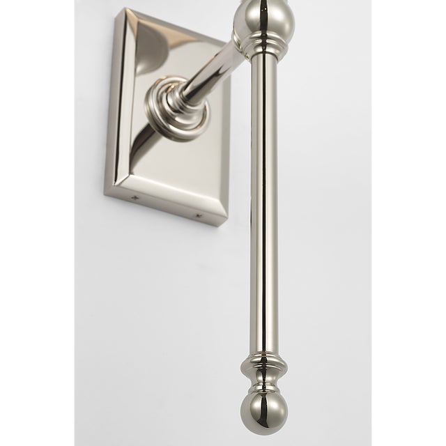 2020s Chapman & Myers for Visual Comfort Signature Classic 19" Tail Sconce in Polished Nickel with Linen Shades For Sale - Image 5 of 8