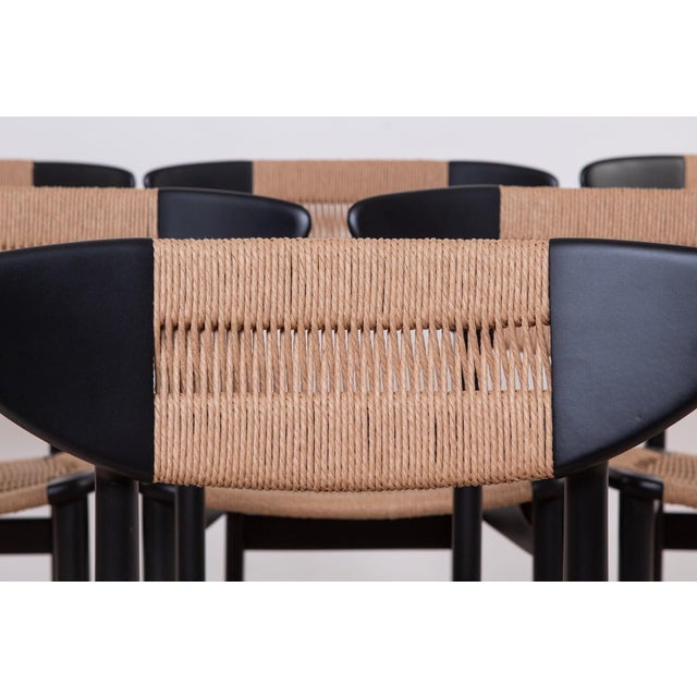 Scandinavian Modern Dining Chairs with Rope Seating and Backrest, 1960s, Set of 6 For Sale - Image 13 of 16