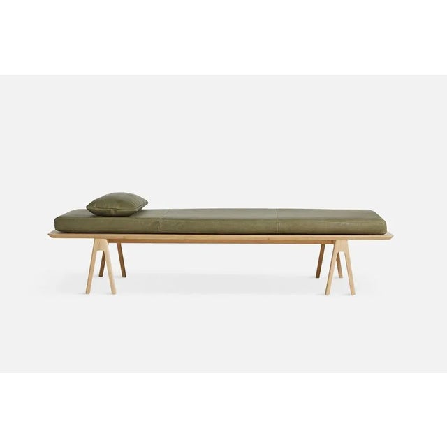 Contemporary Set of Moss Green Oak Level Daybed with Pillow by MSDS Studio For Sale - Image 3 of 11