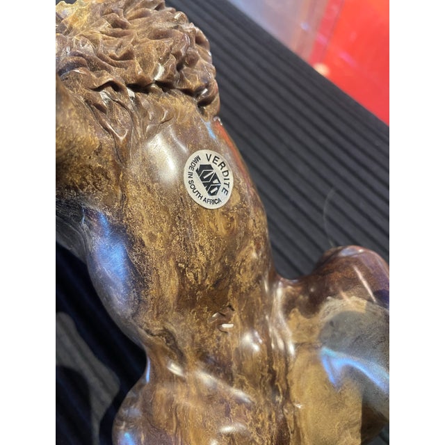 African South African Verdite Stone Carving Lion Sculpture Signed 10.5" For Sale - Image 3 of 7