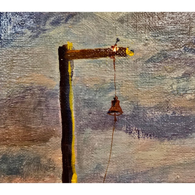 Blue David Burliuk -1950s Fishermen Lifestyle on Sag Harbor -Oil Painting For Sale - Image 8 of 13