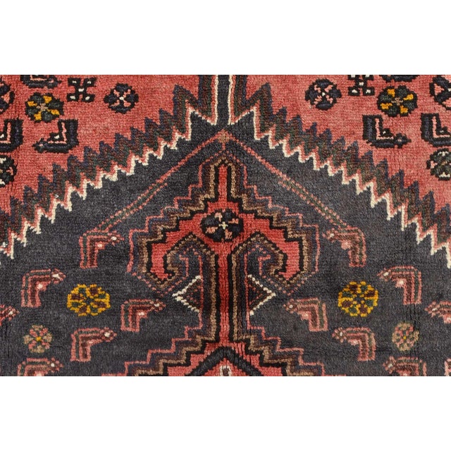 Red Hamedan Rug 4'5'' X 7'2'' Red Wool Vintage Tribal Hand-Knotted Oriental Carpet For Sale - Image 8 of 12