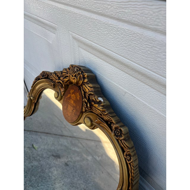 Pair of Vintage French Provincial Rococo Style Wall Mirrors Hollywood Regency Ornate Gold Frames For Sale - Image 9 of 9