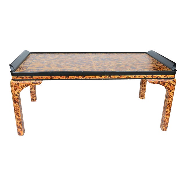 1990s Hand-Painted Faux Turtle Shell Coffee Table For Sale