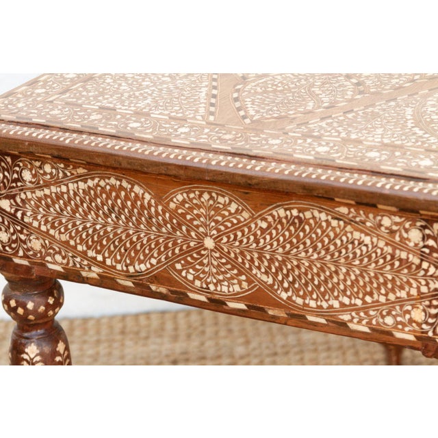 British Colonial Scalloped Inlay Design Writing Desk For Sale - Image 10 of 13