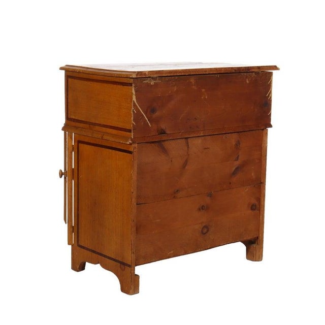 Antique Faux Painted Chestnut Lift Top 2-Door Stenciled Commode Circa 1890 For Sale - Image 9 of 18