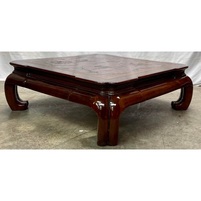 Vintage Drexel Heritage Ming Treasures Leather Inlay Coffee Table